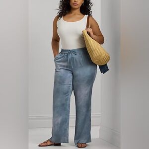 Lauren Ralph Lauren Black Label Print Charmeuse Wide-Leg Pant 1X Breezy Satin